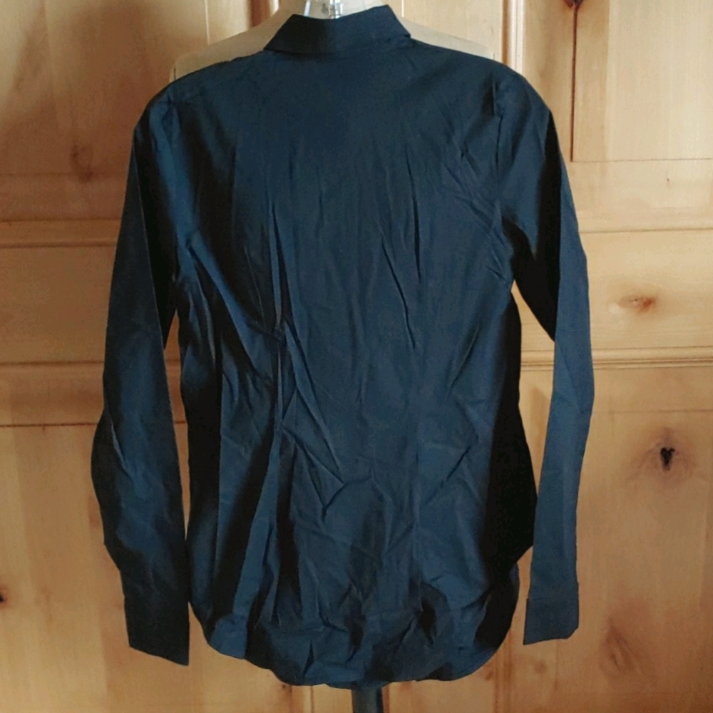 Black Long-Sleev Sleeve Button-Down Collared Shirt - image 3